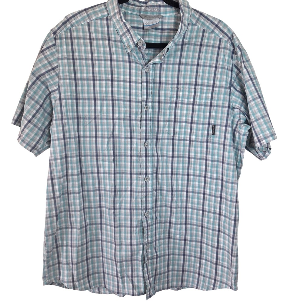 Columbia Active‎ Fit Plaid Button Up Shirt Mens XL Outdoor Stretch